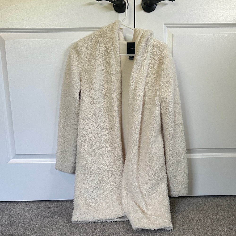 Forever 21 Cream Teddy Jacket